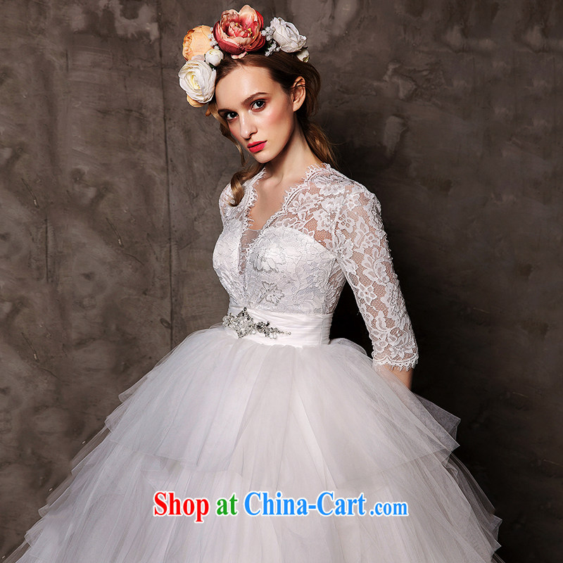 On the wedding dresses new 2015 Spring and Winter Ngai sponsors deep in V cuff lace with shaggy dress wedding white L, AIDS, and, shopping on the Internet