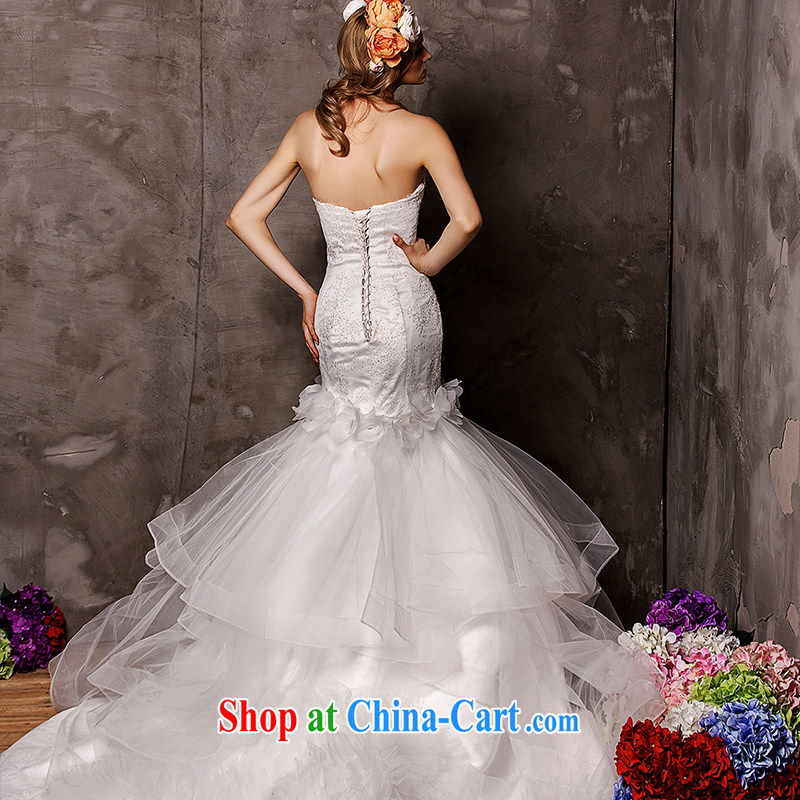 On the wedding dresses new 2015 Spring and Winter butterfly chestnut chest bare crowsfoot with shaggy dress wedding white L, AIDS, and shopping on the Internet