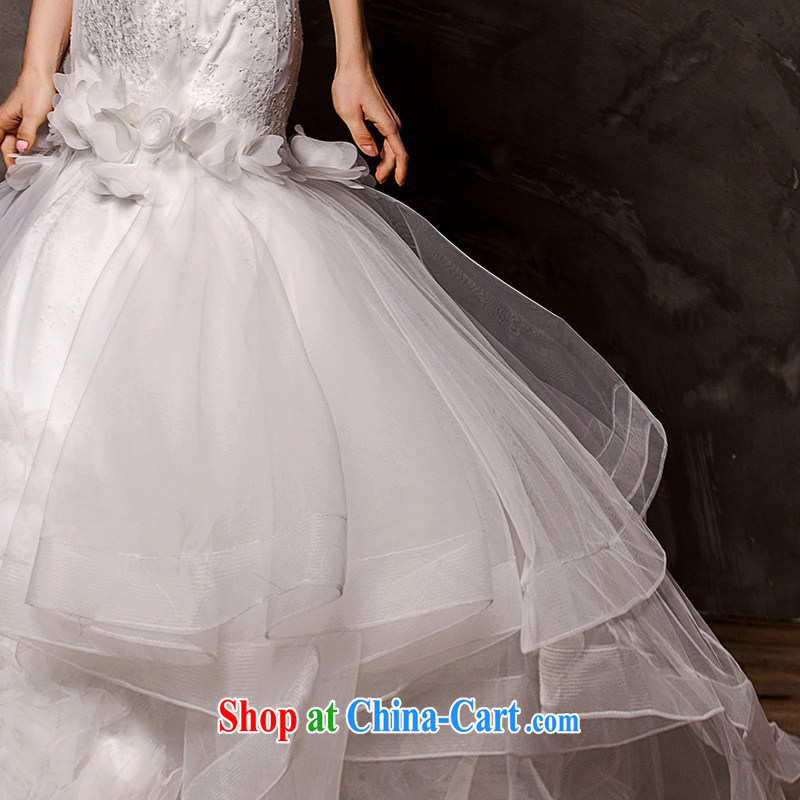 On the wedding dresses new 2015 Spring and Winter butterfly chestnut chest bare crowsfoot with shaggy dress wedding white L, AIDS, and shopping on the Internet