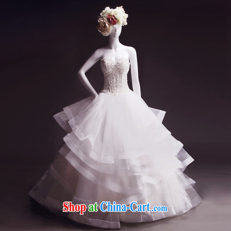 Garden spring new wedding dresses new 2015 drill tail winter thick smears chest lace tied with white 173 - M