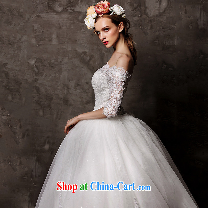 On the wedding dresses new 2015 spring and winter, according to long-sleeved one shoulder lace shaggy skirts trailing white L, AIDS, and shopping on the Internet