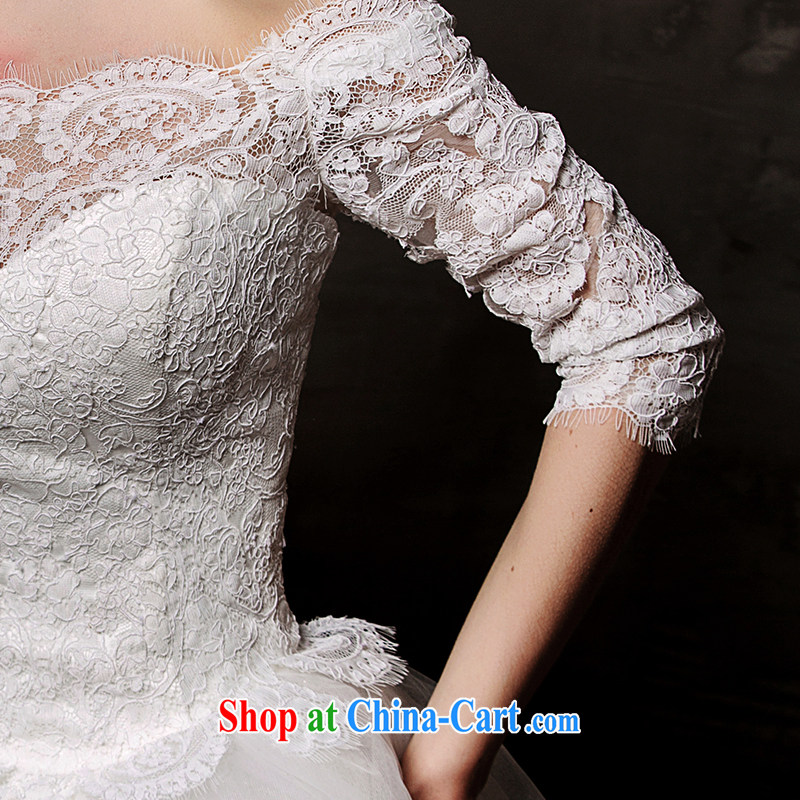 On the wedding dresses new 2015 spring and winter, according to long-sleeved one shoulder lace shaggy skirts trailing white L, AIDS, and shopping on the Internet
