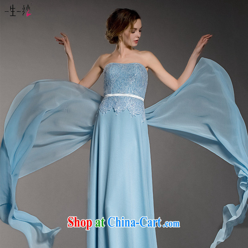 A yarn 2015 new Cinderella blue banquet dress wiped chest belt dress annual graphics thin bridesmaid dress 402501404 blue XL code 20 days pre-sale