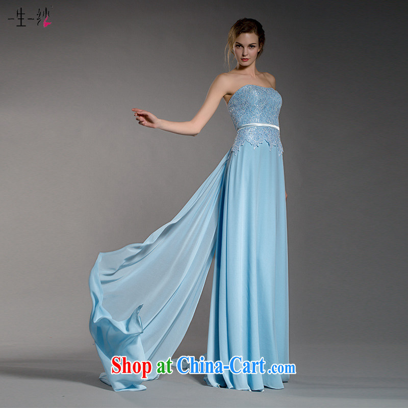 A yarn 2015 new Cinderella blue banquet dress wiped chest belt dress annual graphics thin bridesmaid dress 402501404 blue XL code 20 days pre-sale, a yarn, shopping on the Internet