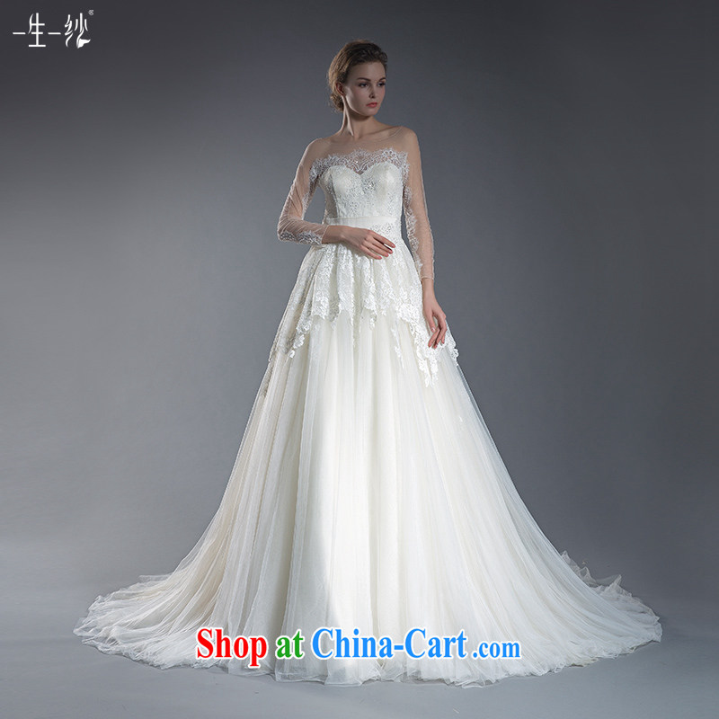 A lifetime by spring 2015 new Japan, and the Republic of Korea the tail wedding a field shoulder lace pregnant wedding package shoulder long-sleeved white 401501314 XL code 20 days pre-sale