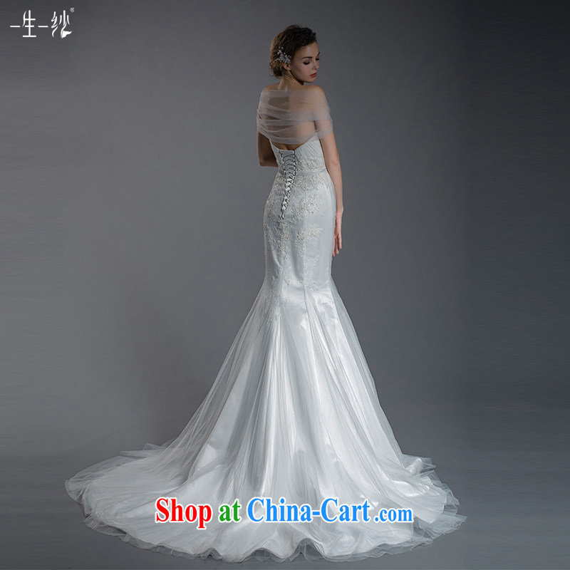 A yarn 2015 new Princess lace a shoulder two through wedding crowsfoot wedding tail removable Cape 401501402 white XXL code 20 days, pre-sale, a yarn, shopping on the Internet