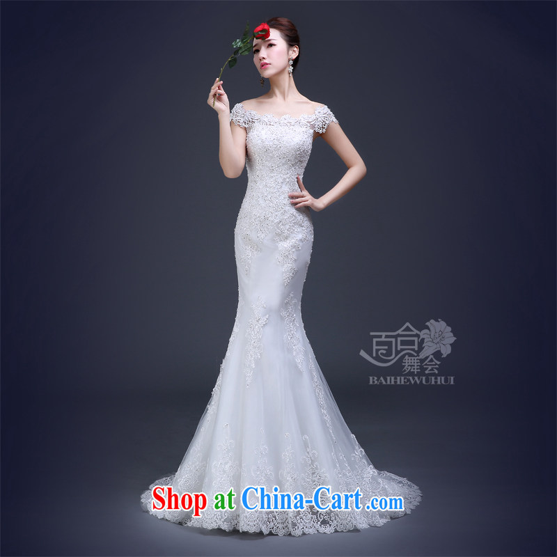 100 the ball wedding dresses new 2015 Winter Fashion the field shoulder crowsfoot wedding small tail bridal shoulders beauty lace wedding female white S, 100-ball (Ball Lily), online shopping
