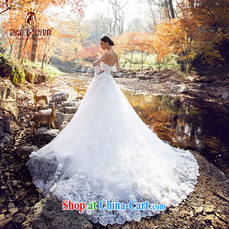 The bride's winter wiped chest wedding dream flowers large tail original design high-end custom 2526 White made 25 Day Shipping, the bride, shopping on the Internet