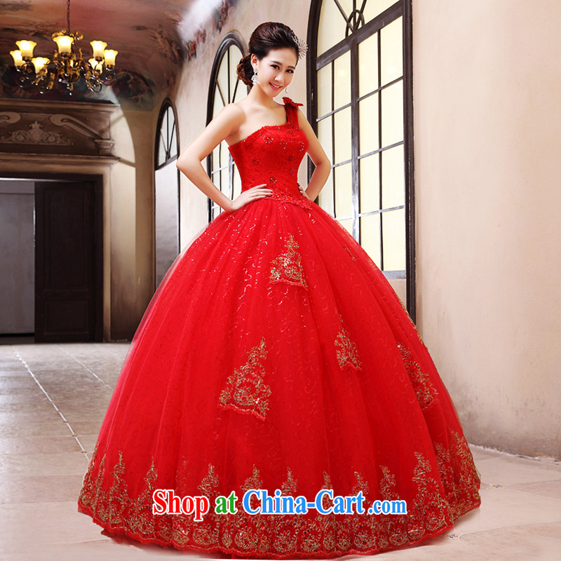 Syria Time 2015 spring and summer new wedding dresses bridal the Code Red the life in Japan, and the ROK lace the shoulder with wedding Korean-style wood drill L, time, and shopping on the Internet