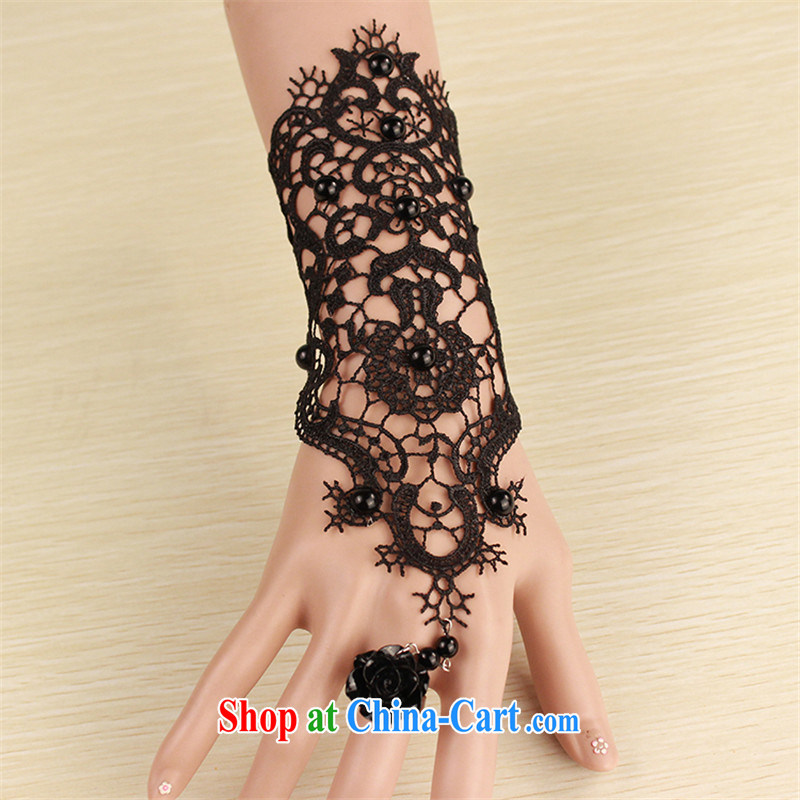 Han Park (cchappiness) layout dress with black lace Hand chain with rings the product link the cuff jewelry single black, Han Park (cchappiness), online shopping