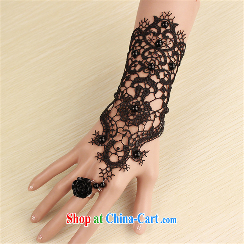 Han Park (cchappiness) layout dress with black lace Hand chain with rings the product link the cuff jewelry single black, Han Park (cchappiness), online shopping