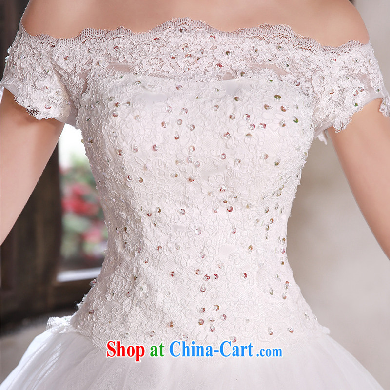 Honey, bride wedding dresses Korean style 2015 New Field shoulder collar with lace elegant antique large code beauty graphics thin wedding white XXL, honey, bride, shopping on the Internet