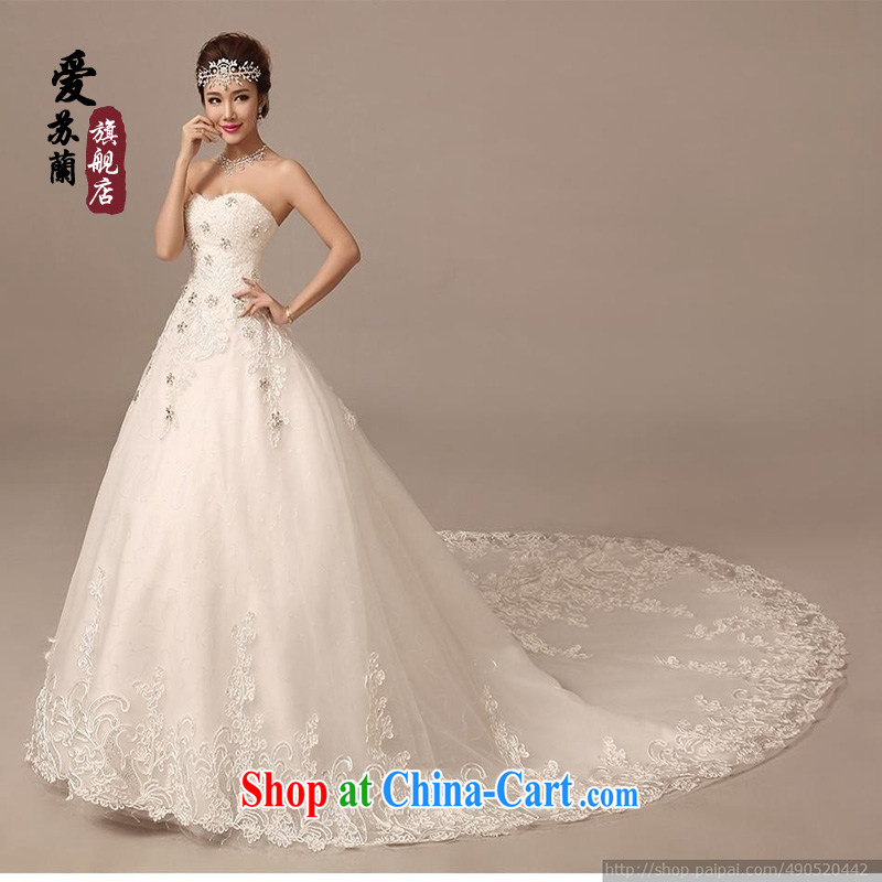 New foreign high-wedding, super dream big-tail wedding, bridal wedding photography wedding tail beauty graphics thin lace long-tail white-tail wedding. size does not return is not, love, Balaam, and shopping on the Internet