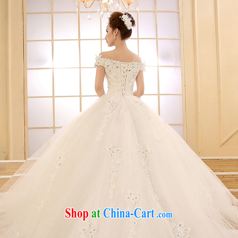 Time his tail wedding dresses, Japan, and South Korea and stylish wedding dresses new 2015 spring and summer field shoulder graphics thin bridal large yards, drag and drop wedding dress with M paragraph, time, and, on-line shopping