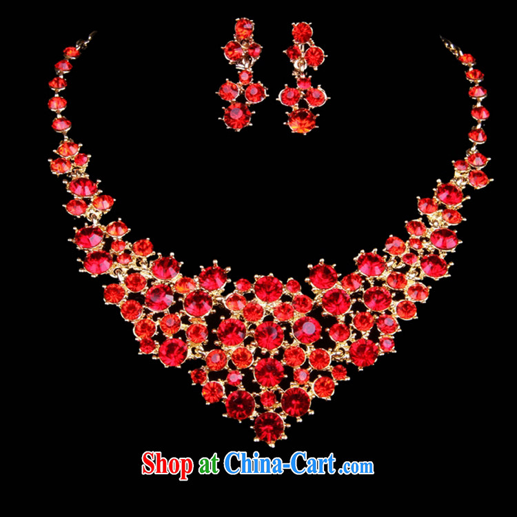 Honey, bride bridal jewelry red head-dress water Drill Set Link earrings Kit costumed classic wedding necklace set with wedding red pictures, price, brand platters! Elections are good character, the national distribution, so why buy now enjoy more preferential! Health