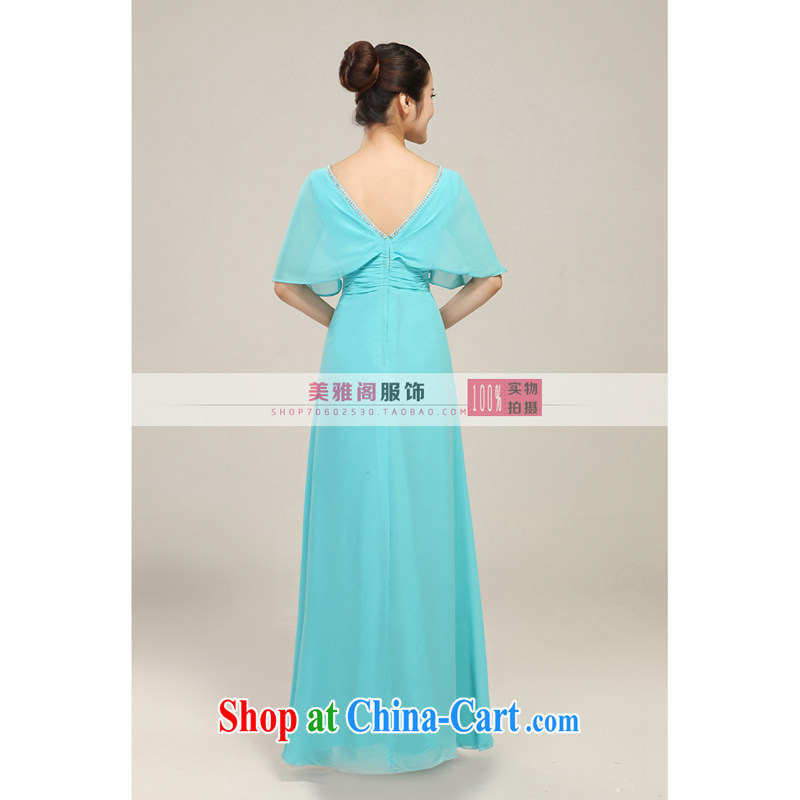 Elegant snow woven V collar high-waist nails drill long, large choral conductor service choral stage clothing costume blue XL, her spirit (Yanling), online shopping