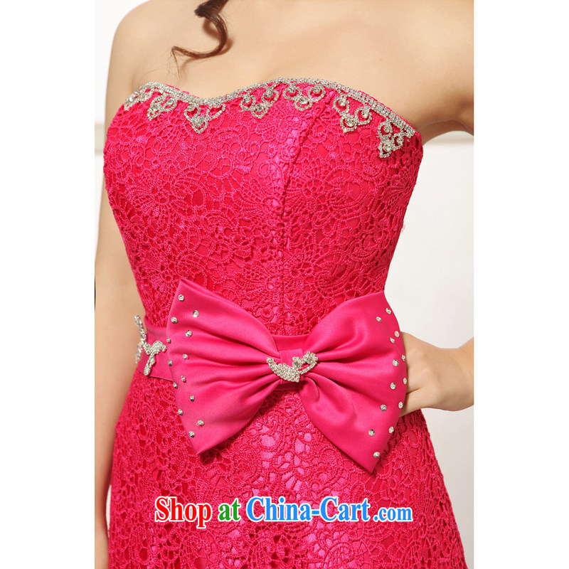 New red sweet bare chest long bridal Evening Dress toast stage the dress red custom, her spirit (Yanling), shopping on the Internet