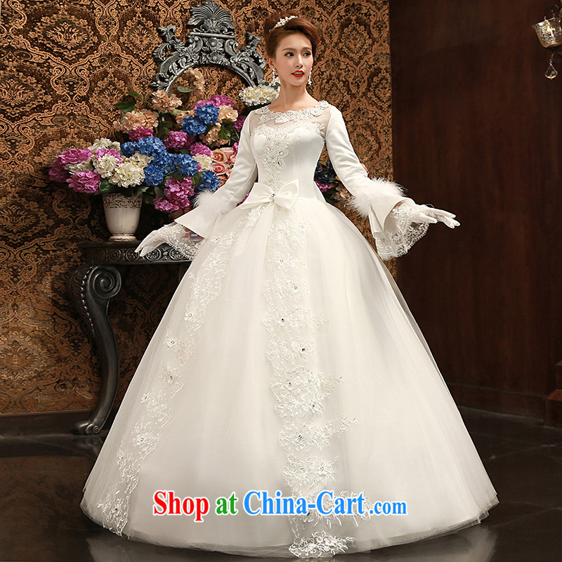 Su Xiang leading edge 2015 new long-sleeved lace graphics thin marriage wedding long-sleeved tie-down romantic bridal shaggy dress wedding dresses white XL, Su-hsiang, leading edge, and shopping on the Internet