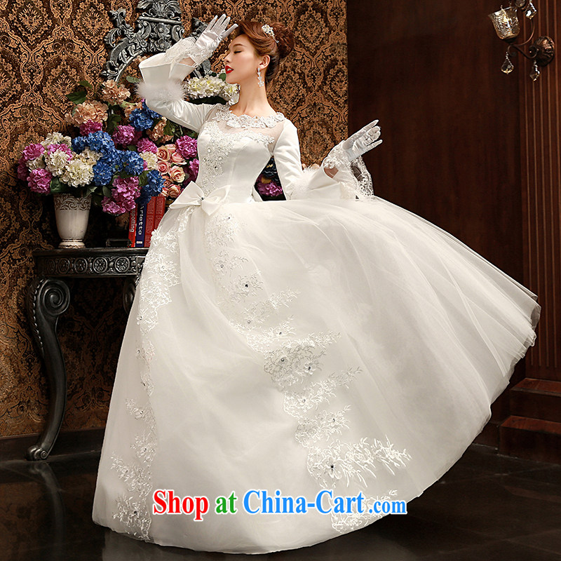 Su Xiang leading edge 2015 new long-sleeved lace graphics thin marriage wedding long-sleeved tie-down romantic bridal shaggy dress wedding dresses white XL, Su-hsiang, leading edge, and shopping on the Internet
