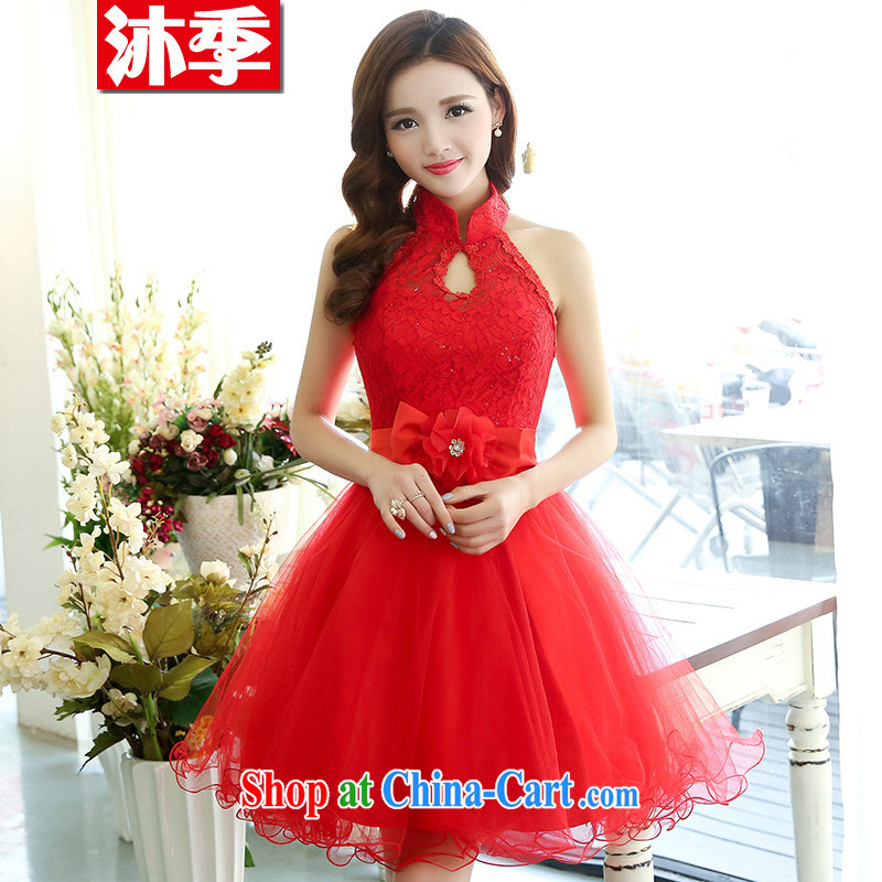 The world 2015 new small red dress is also toast Service Bridal short lace short dress beauty evening dresses of 1516 red XL, Mu season (MOOVCHEE), shopping on the Internet