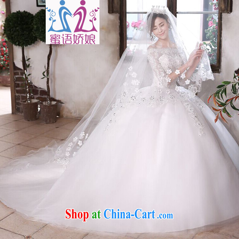 Honey, bride New Head dresses and long white 3M tail wood drill luxury and legal wedding dresses and dresses bridal the mandatory white