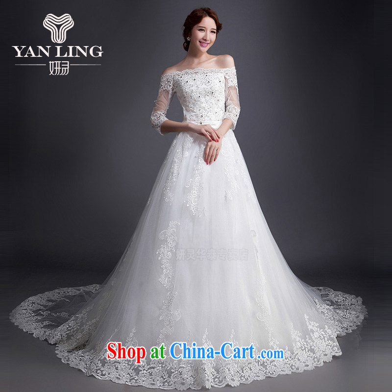 2015 Korean Style New High-waist bridal tail wedding V Mary Magdalene for chest strap dress WD 0009 white XL, her spirit, and shopping on the Internet