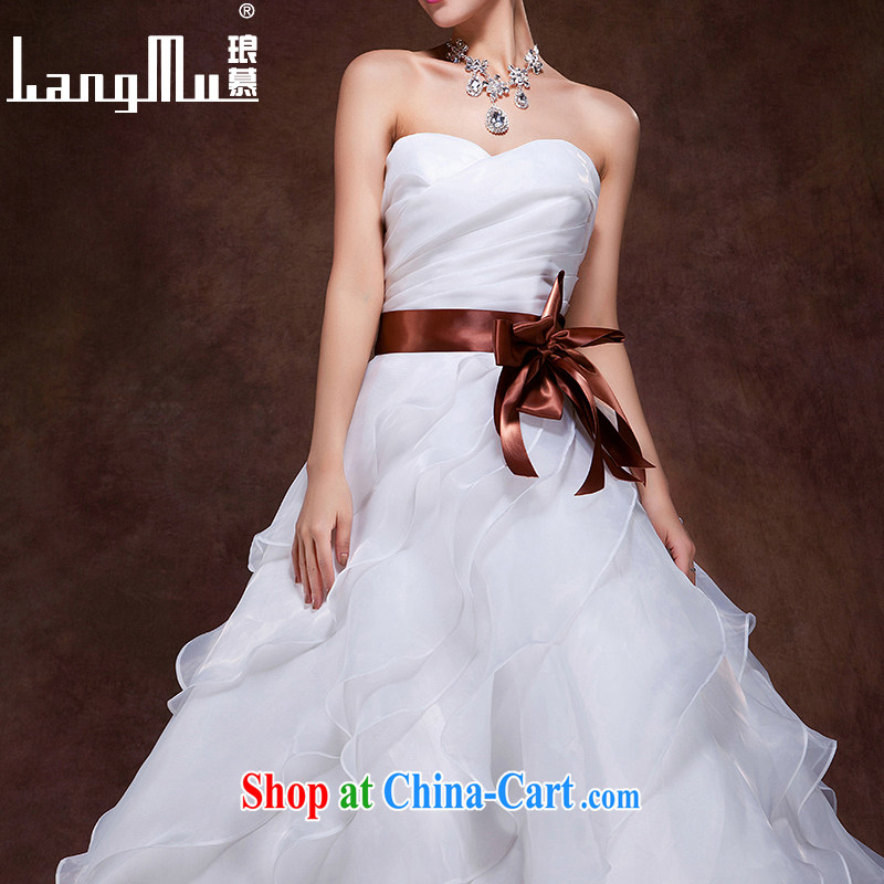 In Luang Prabang in the 2015 autumn and winter new wedding dresses Korean sweet Mary Magdalene bride chest with Princess Margaret stack tie, white advanced customization, Luang Prabang, and shopping on the Internet