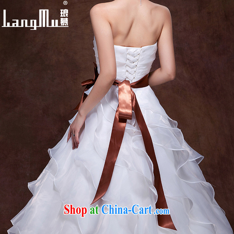 In Luang Prabang in the 2015 autumn and winter new wedding dresses Korean sweet Mary Magdalene bride chest with Princess Margaret stack tie, white advanced customization, Luang Prabang, and shopping on the Internet