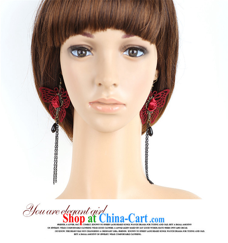 Han Park (cchappiness) new Korean Korean Style Fashion class, long, pearl earrings fine openwork wine red butterfly ear fall wedding red are code pictures, price, brand platters! Elections are good character, the national distribution, so why buy now enjoy more preferential! Health