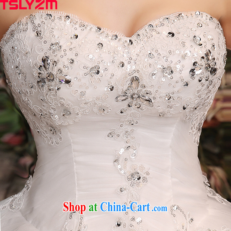 Bride Tslyzm wipe the chest tail wedding dresses 2015 Spring Summer parquet water drilling long drag to cultivating graphics thin wedding dress 120 CM trailing white XL, Tslyzm, shopping on the Internet