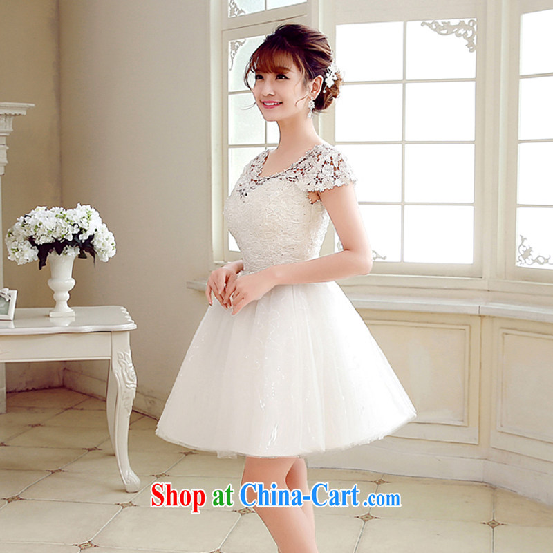 Syria Time marriages, short white dress package shoulder bridesmaid dress skirt small white wedding short skirts white XXL, time, and shopping on the Internet