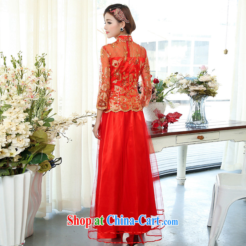 of Oak 2015 spring new cultivating two-piece long, collar, embroidery dress Chinese wedding dresses female D 503,071 red XXXL, of the oak, and shopping on the Internet