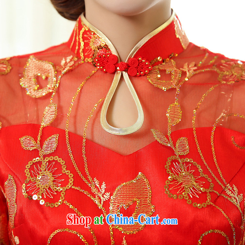 of Oak 2015 spring new cultivating two-piece long, collar, embroidery dress Chinese wedding dresses female D 503,071 red XXXL, of the oak, and shopping on the Internet