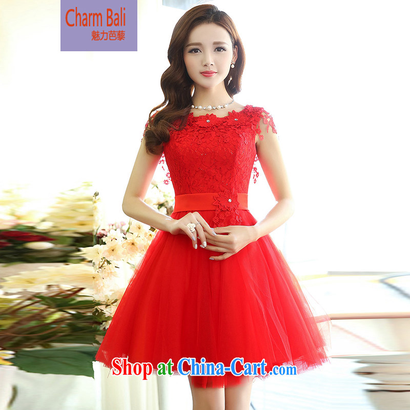 2015 spring Korean beauty of gas round-collar sleeveless style shaggy chic dress wedding dress red XL
