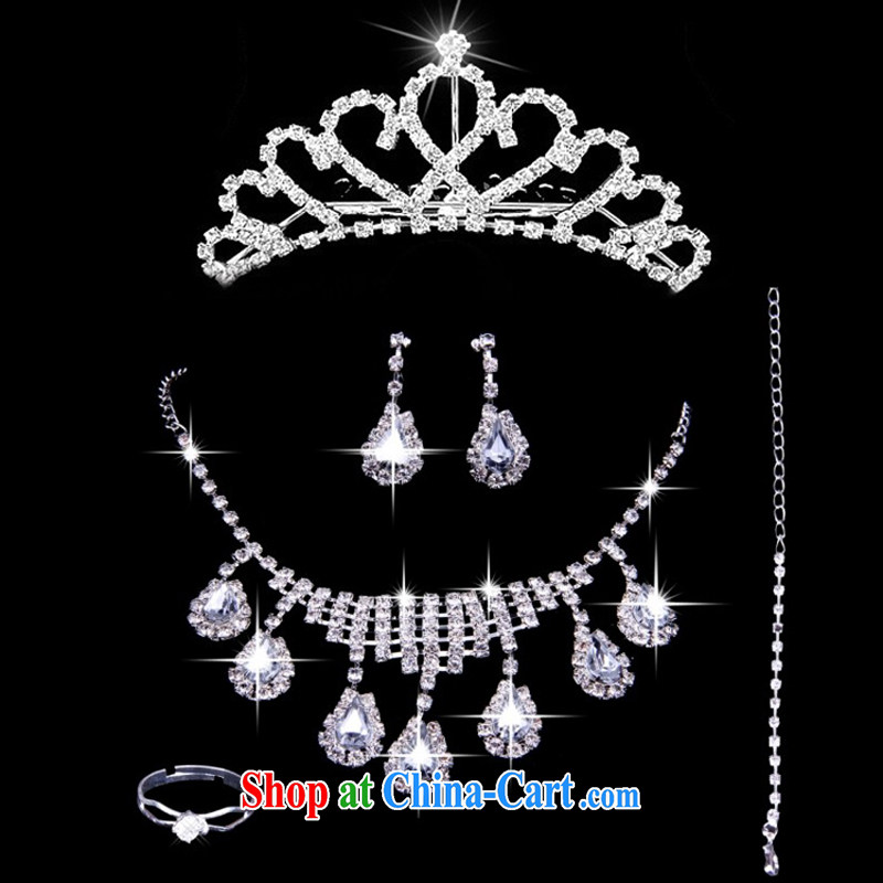 Honey, bride new bridal jewelry Korean-style wedding accessories Crown wedding water diamond necklace earrings rings bracelets 5 piece kit, honey, bride, shopping on the Internet