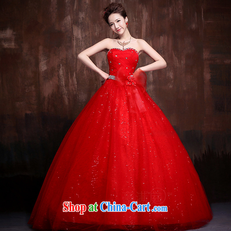 2015 new lace flash drill shoulder strap with skirts Princess bride wedding wedding dresses J 0014 red XL, her spirit, and shopping on the Internet