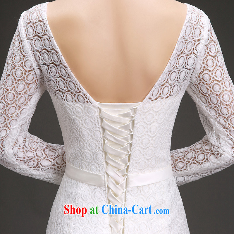 (Quakers, spring 2015 new wedding Euro-style long-sleeved lace bridal wedding dresses the Field shoulder-neck with wedding White made a supplement will be doing fee, and friends (LANYI), shopping on the Internet