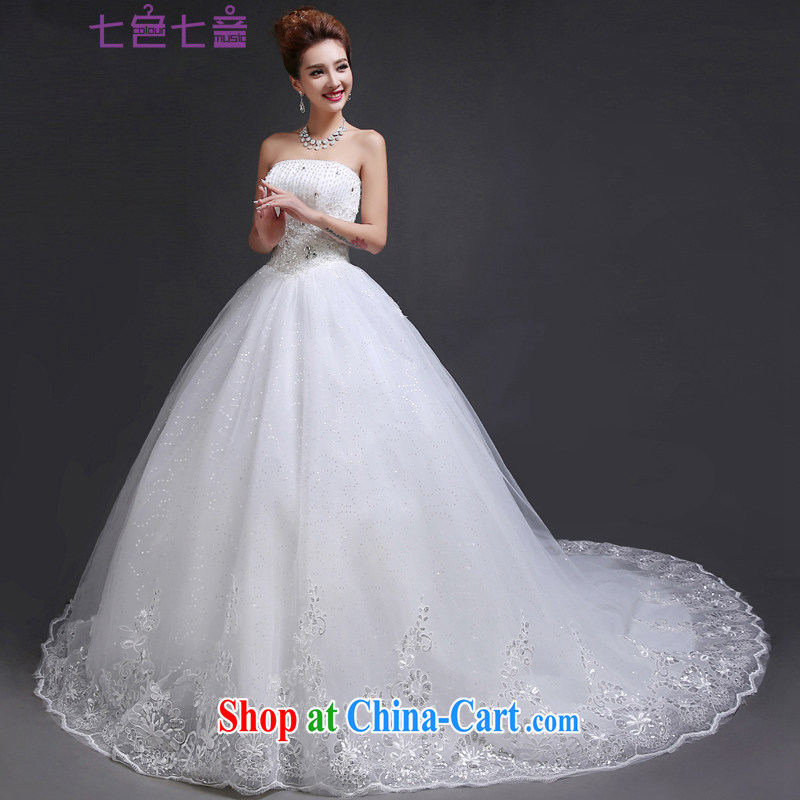 7 color 7 tone Korean version 2015 new erase chest-tail tied with a bright diamond sexy wedding dresses H 060 white M