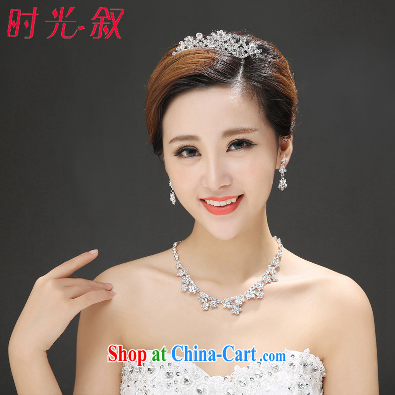 Time his bride's wedding dresses Crown necklace 3-piece kit Korean version with jewelry and Fashion jewelry and pearl jewelry set gift set 3 piece set