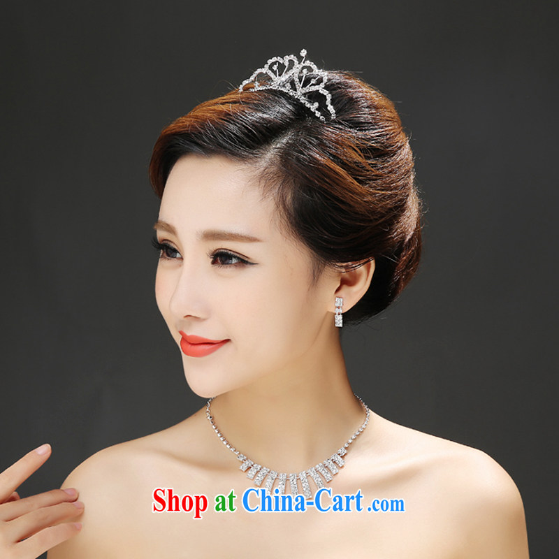 Time Syria, Japan, and South Korea wedding accessories Korean New marriages aura luxury parquet drill heart-shaped Crown earrings necklace set with gift box 3 piece set, the time, and shopping on the Internet