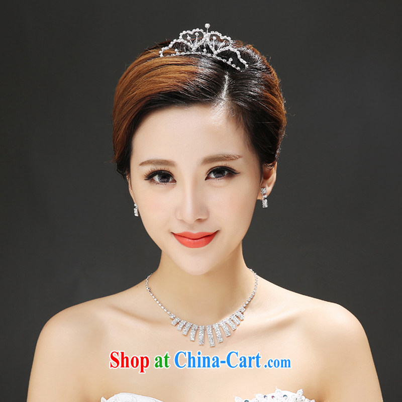 Time Syria, Japan, and South Korea wedding accessories Korean New marriages aura luxury parquet drill heart-shaped Crown earrings necklace set with gift box 3 piece set, the time, and shopping on the Internet