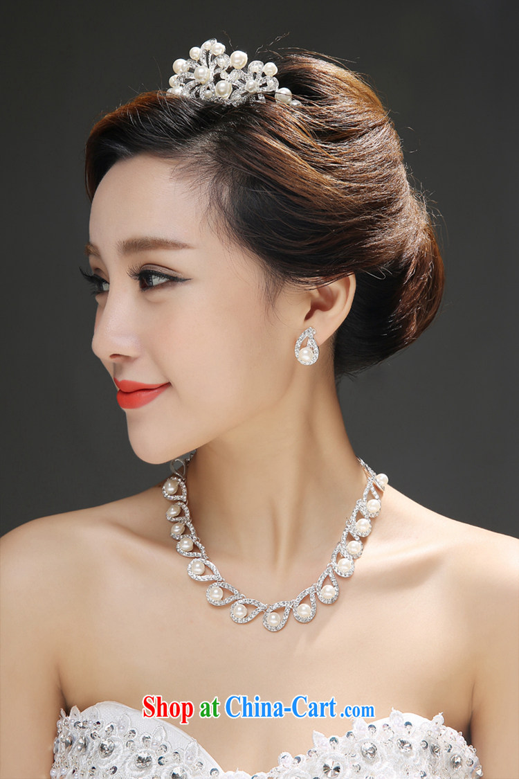 Syria Time 2015 new bridal tiaras Crown hair accessories earrings necklaces 3-piece kit Korean-style wedding jewelry pearl jewelry, Japan, and South Korea wedding gift 3-piece set of pictures, price, brand platters! Elections are good character, the national distribution, so why buy now enjoy more preferential! Health