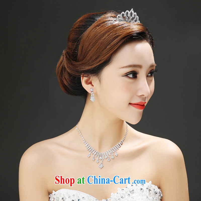 Time Syrian Arab, Japan, and South Korea Korean bridal wedding head-dress heart-shaped crown and ornaments dress accessories wedding accessories jewelry-jewelry necklace earrings 3-piece kit gift set 3 piece set, the time, and that on-line shopping