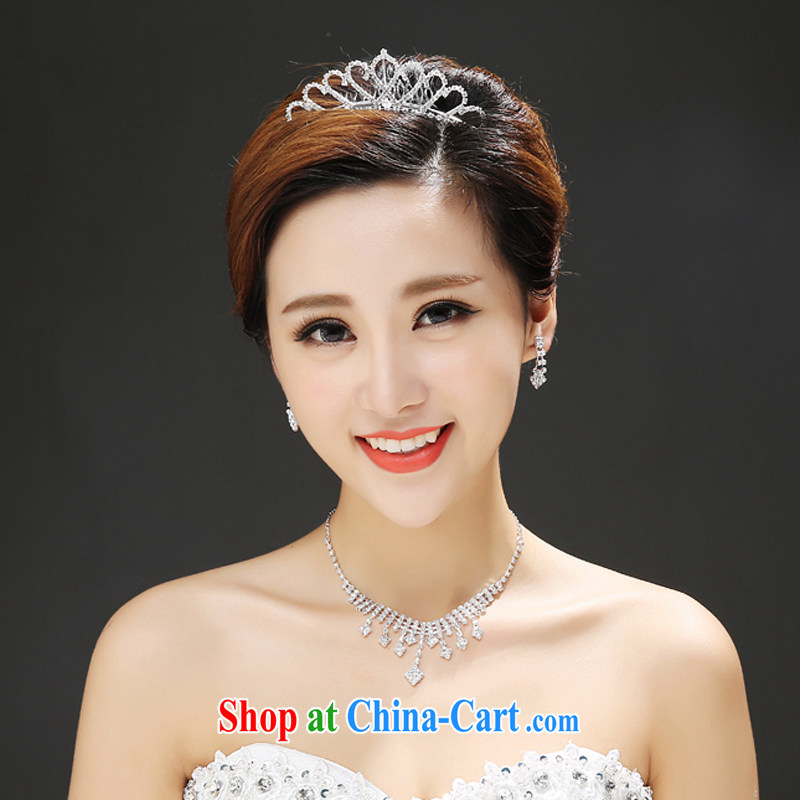 Time Syrian Arab, Japan, and South Korea Korean bridal wedding head-dress heart-shaped crown and ornaments dress accessories wedding accessories jewelry-jewelry necklace earrings 3-piece kit gift set 3 piece set, the time, and that on-line shopping
