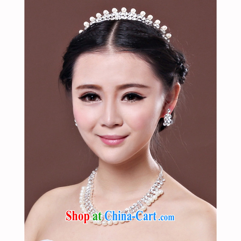 Time his bride's jewelry Korean married women and 3-piece kit pearl necklaces Crown jewelry wedding accessories, gift box 3 piece set, the time, and shopping on the Internet