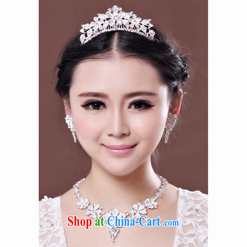 Time his bride Korean-style head-dress earrings necklace 3-piece kit marriage Crown hair accessories wedding dresses accessories gift set 3 piece set, the time, and that on-line shopping