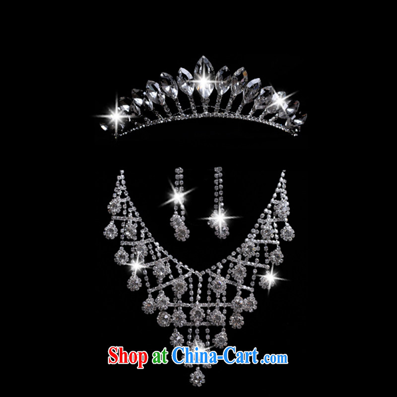Time his bride's great drill for Jewelry ornaments Crown necklace earrings 3-piece kit jewelry hair accessories wedding wedding accessories jewelry necklace earrings, time, and shopping on the Internet