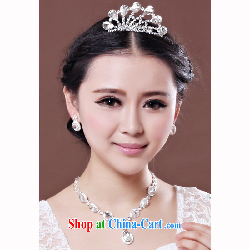 Time his Korean-style alloy, bridal jewelry Crown 3 piece wedding head-dress the flower drill wedding accessories, Japan, and South Korea style jewelry gift box 3 piece set, the time, and shopping on the Internet