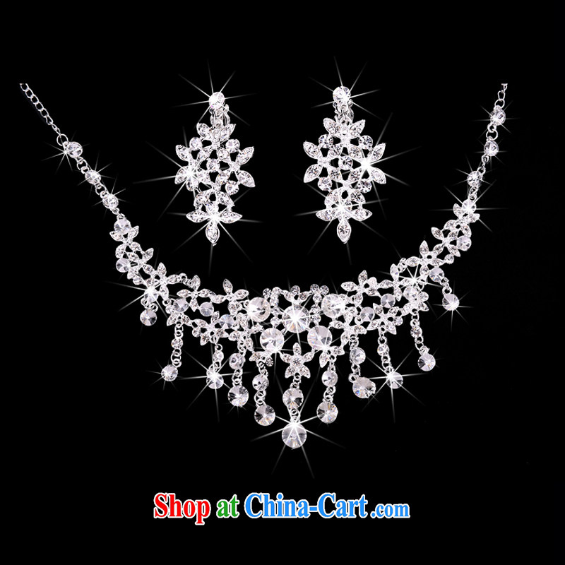 Time Syrian brides and ornaments of jewelry Crown necklace earrings 3-piece kit Korean-style New jewelry hair accessories wedding wedding accessories jewelry necklace earrings, the time, and that on-line shopping