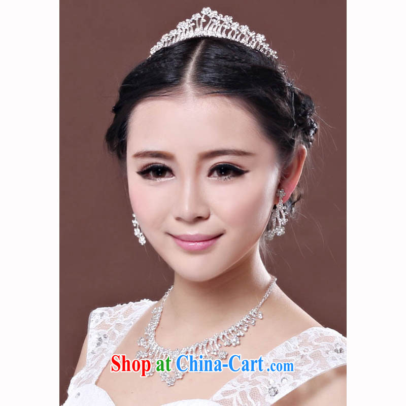 Time his wedding accessories Crown necklace earrings 3-piece kit jewelry hair accessories wedding small flowers water drilling jewelry necklace earrings, the time, and, on-line shopping